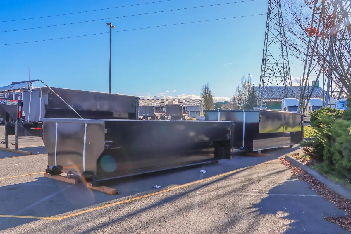 Roll-off dumpster ready for waste disposal at job site for Roll Off Dumpster Rental in North Oaks